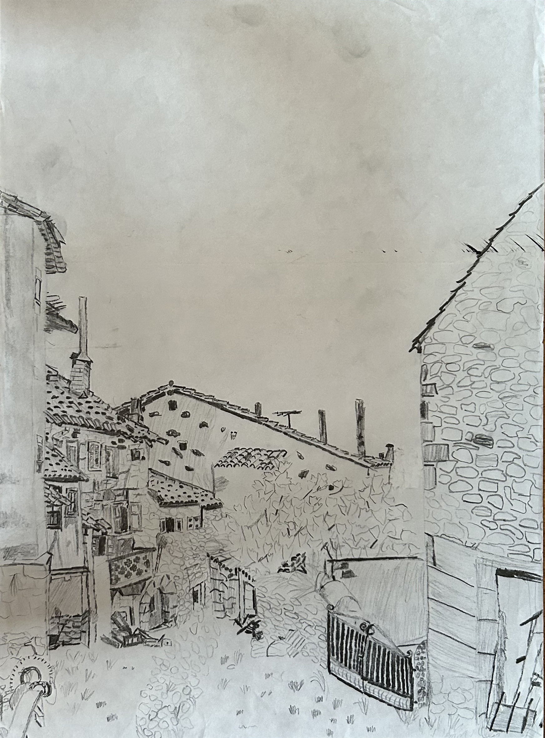 Santillana del Mar 1, Summer 1975, DIN A3, pencil on paper