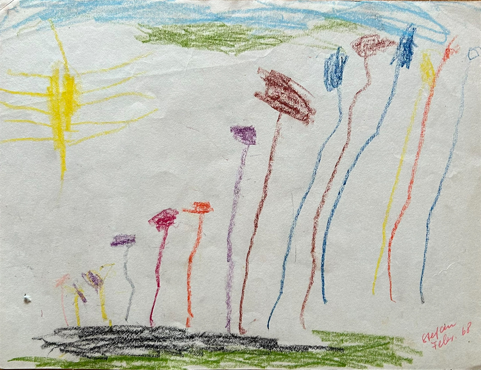 02/68: DIN A4, Wax crayon on paper